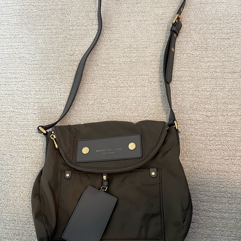 Marc Jacobs Preppy Nylon Leather Trim Crossbody Bag.